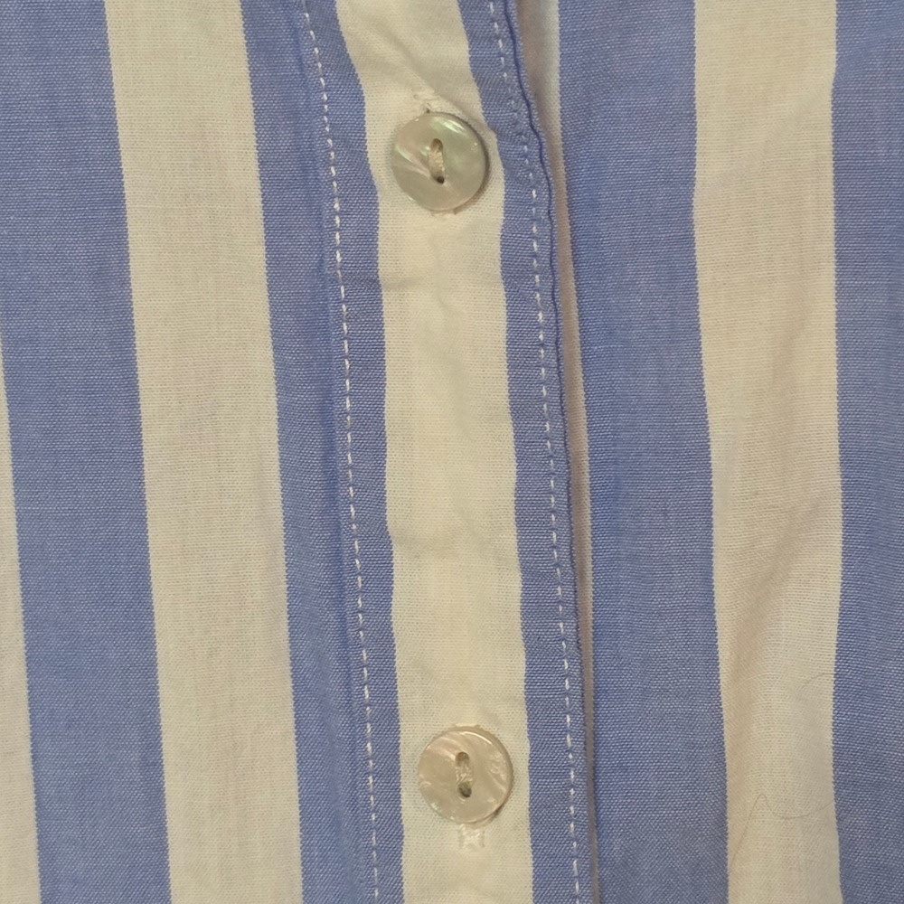 Maurices Womens 1X Blue White Striped Button Down Shirt Long Sleeve Collared - Picture 4 of 11